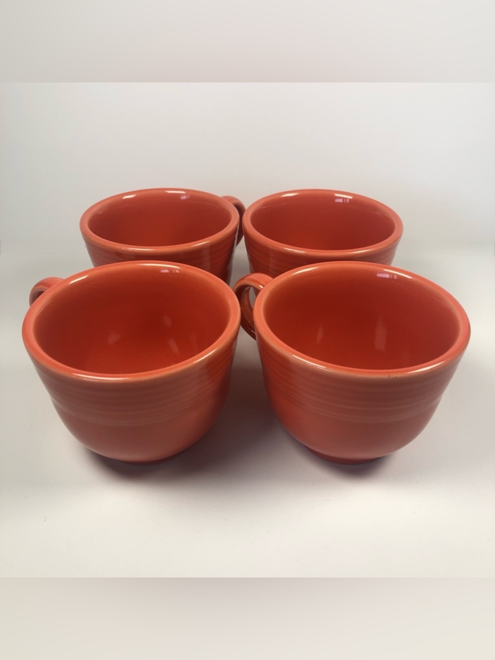 4 Fiesta Persimmon Orange Coffee Tea Cups Retired By Homer Laughlin
